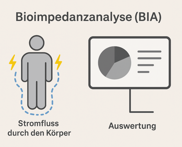 Die Grafik die Funktionsweise einer Bioimpedanzanalyse